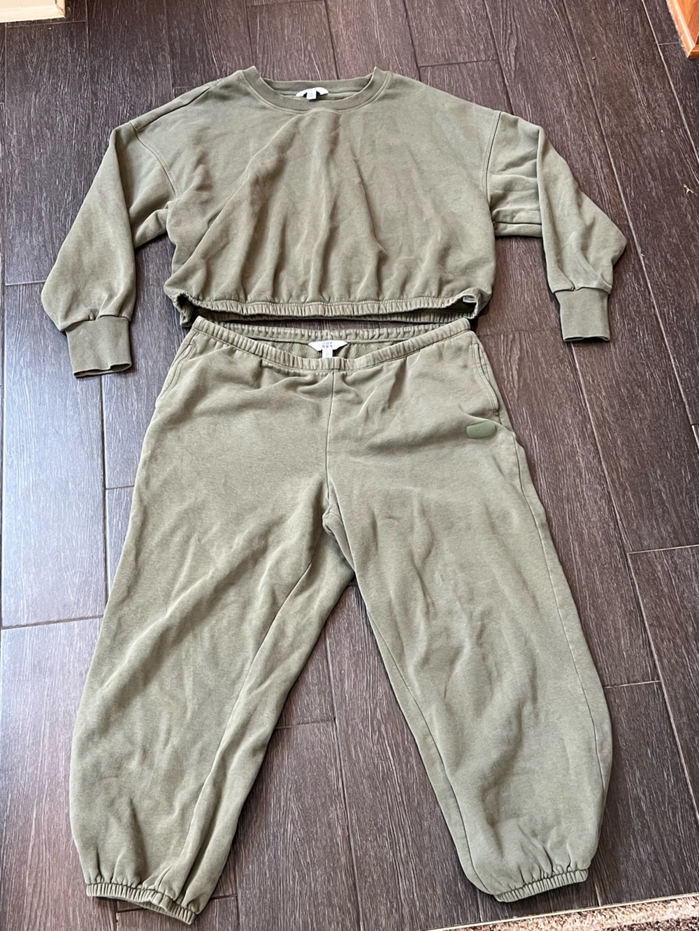 Kids Olive Green Sweatsuit Cozy Pull-On